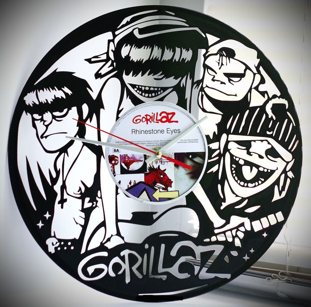 Orologio da parete Gorillaz realizzato a mano
