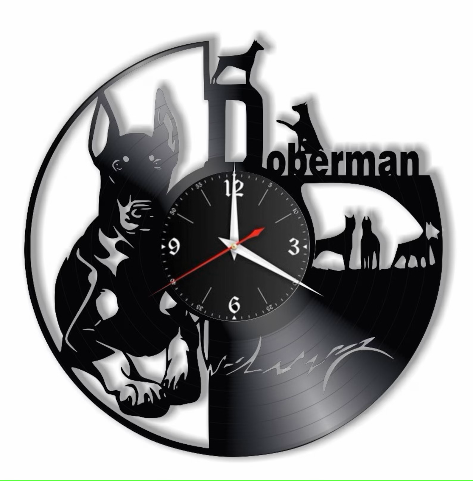 Orologio da parete Doberman realizzato a mano