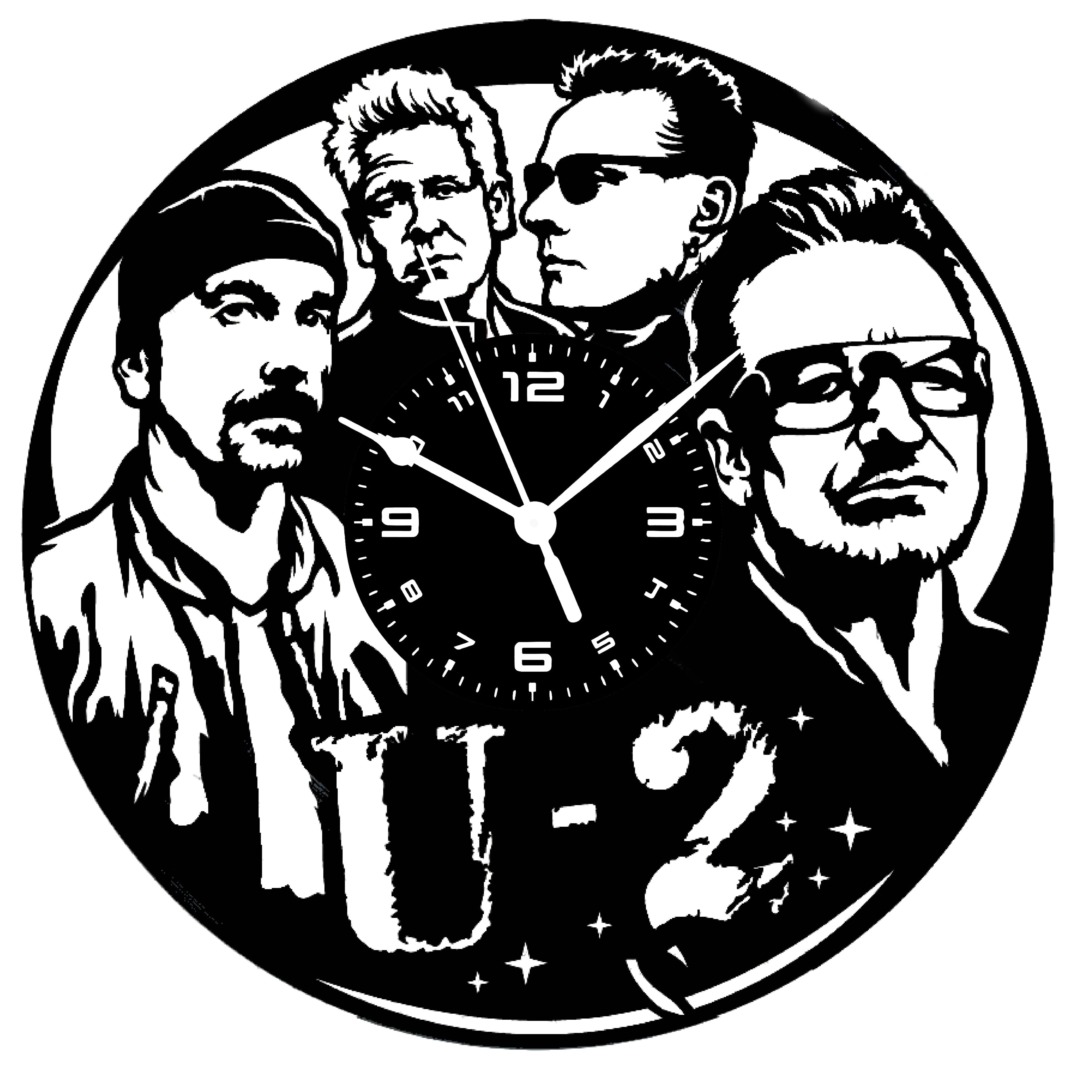 Orologio da parete U2 realizzato a mano