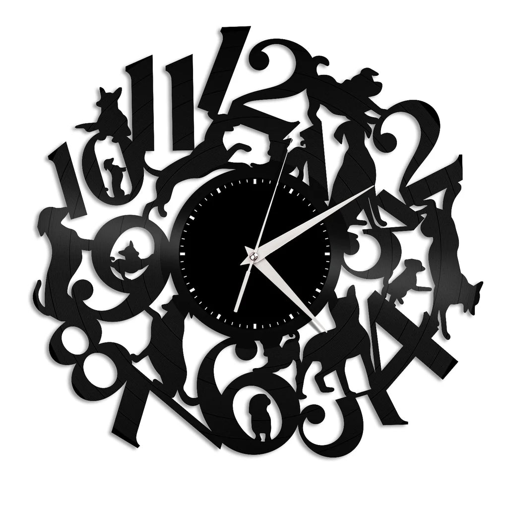 Orologio da parete Cani realizzato a mano